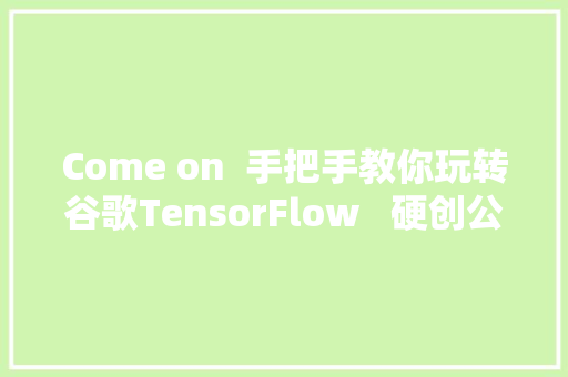 Come on  手把手教你玩转谷歌TensorFlow   硬创公开课