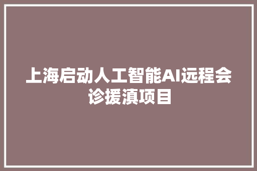 上海启动人工智能AI远程会诊援滇项目