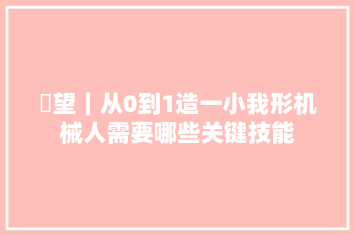 瞭望｜从0到1造一小我形机械人需要哪些关键技能