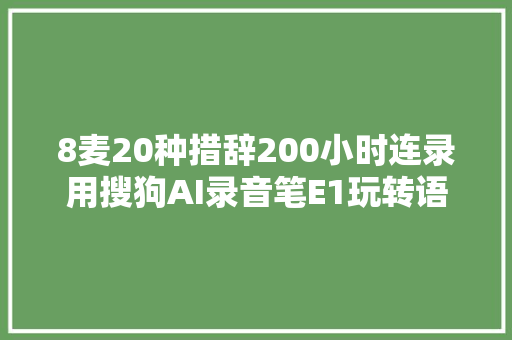 8麦20种措辞200小时连录用搜狗AI录音笔E1玩转语记转写