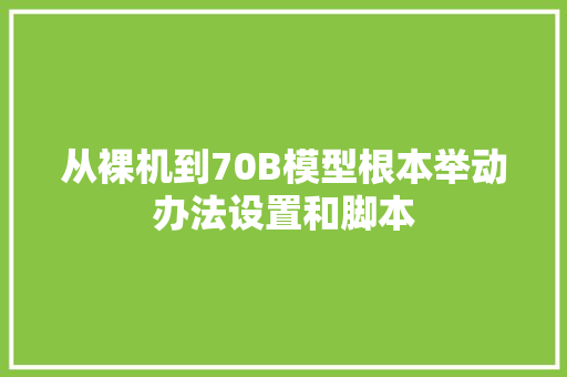 从裸机到70B模型根本举动办法设置和脚本