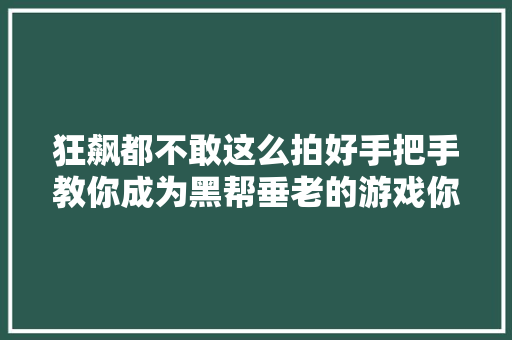 狂飙都不敢这么拍好手把手教你成为黑帮垂老的游戏你玩过吗