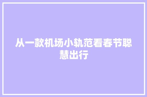 从一款机场小轨范看春节聪慧出行