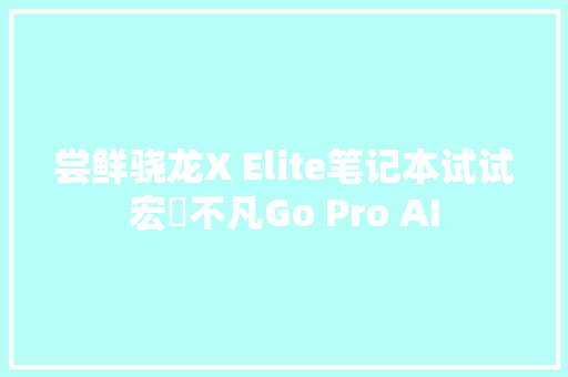 尝鲜骁龙X Elite笔记本试试宏碁不凡Go Pro AI