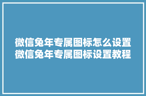 微信兔年专属图标怎么设置微信兔年专属图标设置教程