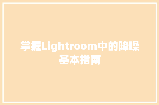 掌握Lightroom中的降噪基本指南