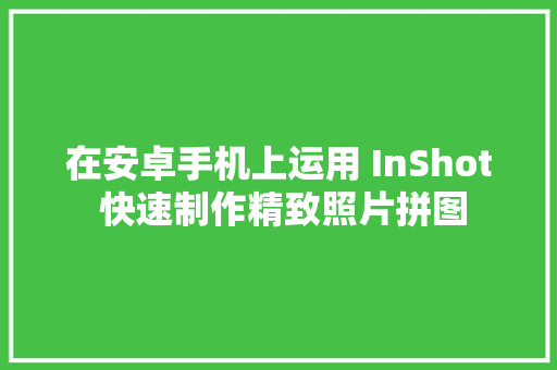 在安卓手机上运用 InShot 快速制作精致照片拼图