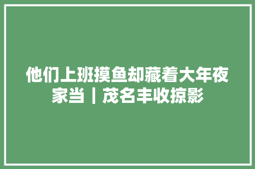 他们上班摸鱼却藏着大年夜家当｜茂名丰收掠影