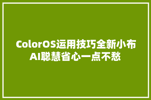 ColorOS运用技巧全新小布AI聪慧省心一点不愁