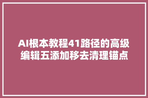 AI根本教程41路径的高级编辑五添加移去清理锚点