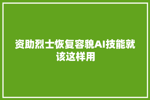 资助烈士恢复容貌AI技能就该这样用