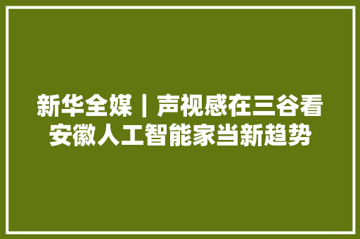 新华全媒｜声视感在三谷看安徽人工智能家当新趋势