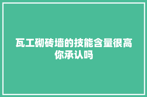 瓦工砌砖墙的技能含量很高你承认吗