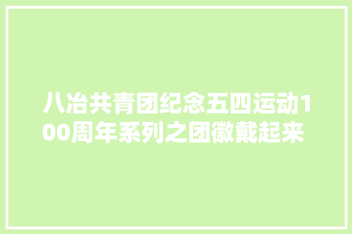 八冶共青团纪念五四运动100周年系列之团徽戴起来 团课上起来