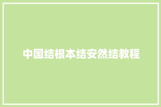 中国结根本结安然结教程