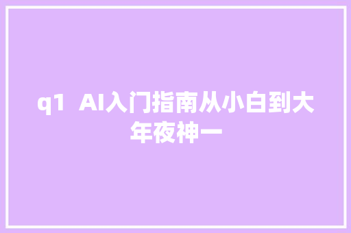 q1  AI入门指南从小白到大年夜神一