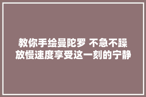 教你手绘曼陀罗 不急不躁放慢速度享受这一刻的宁静