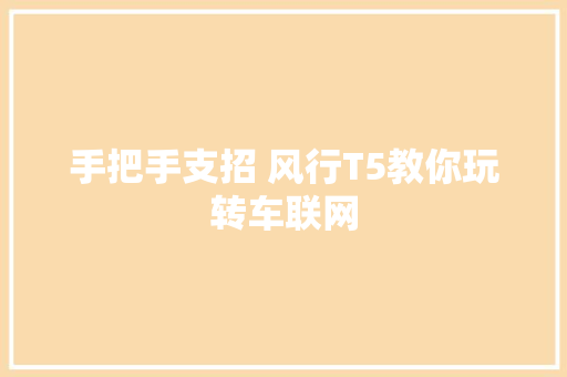 手把手支招 风行T5教你玩转车联网