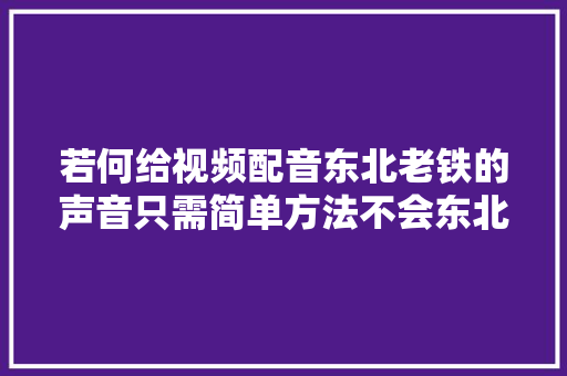 若何给视频配音东北老铁的声音只需简单方法不会东北话也能做