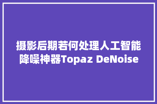 摄影后期若何处理人工智能降噪神器Topaz DeNoise AI