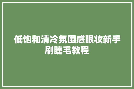 低饱和清冷氛围感眼妆新手刷睫毛教程