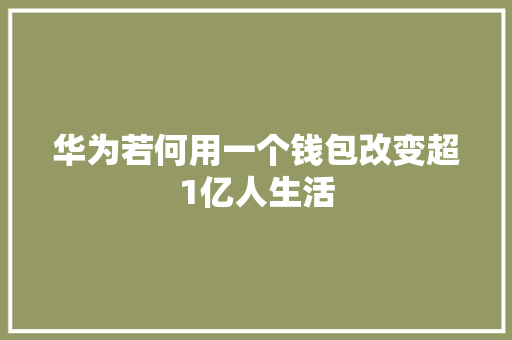 华为若何用一个钱包改变超1亿人生活