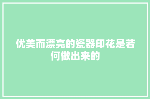 优美而漂亮的瓷器印花是若何做出来的