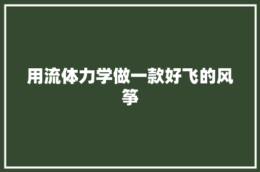 用流体力学做一款好飞的风筝