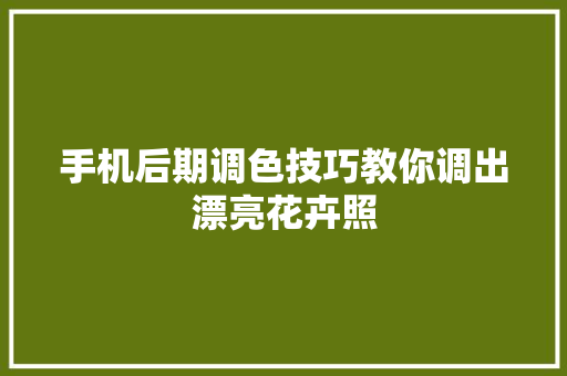 手机后期调色技巧教你调出漂亮花卉照