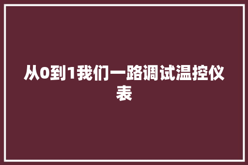 从0到1我们一路调试温控仪表