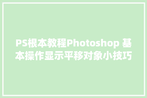 PS根本教程Photoshop 基本操作显示平移对象小技巧