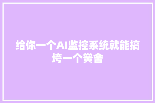 给你一个AI监控系统就能搞垮一个黉舍