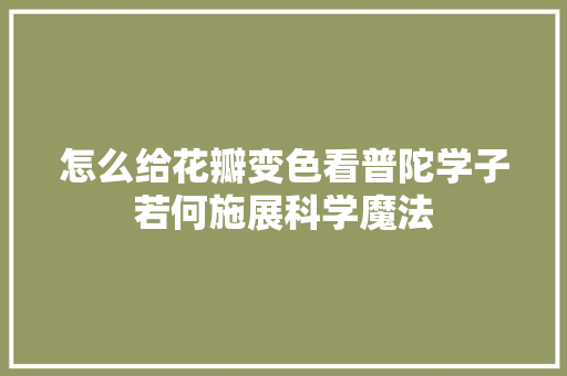 怎么给花瓣变色看普陀学子若何施展科学魔法