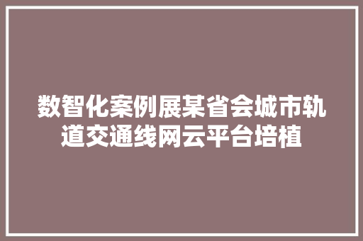 数智化案例展某省会城市轨道交通线网云平台培植