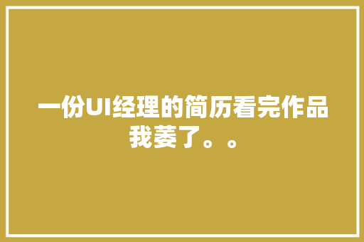 一份UI经理的简历看完作品我萎了。。