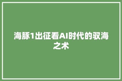 海豚1出征看AI时代的驭海之术