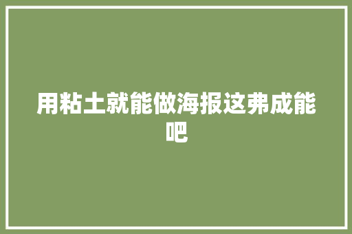 用粘土就能做海报这弗成能吧