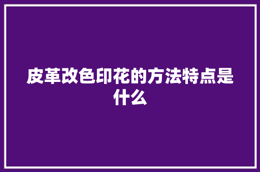 皮革改色印花的方法特点是什么