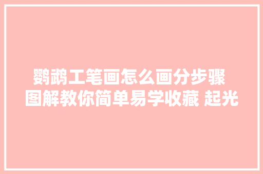 鹦鹉工笔画怎么画分步骤 图解教你简单易学收藏 起光降摹吧