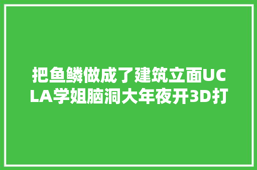 把鱼鳞做成了建筑立面UCLA学姐脑洞大年夜开3D打印改造旧建筑立面