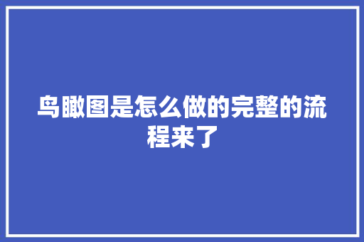 鸟瞰图是怎么做的完整的流程来了