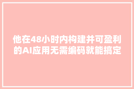 他在48小时内构建并可盈利的AI应用无需编码就能搞定