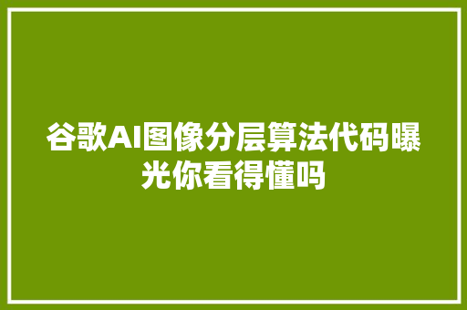 谷歌AI图像分层算法代码曝光你看得懂吗