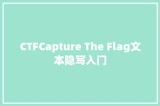 CTFCapture The Flag文本隐写入门