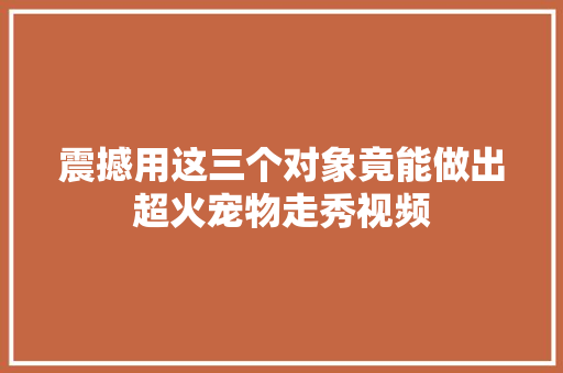 震撼用这三个对象竟能做出超火宠物走秀视频