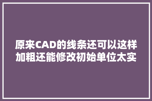 原来CAD的线条还可以这样加粗还能修改初始单位太实用了