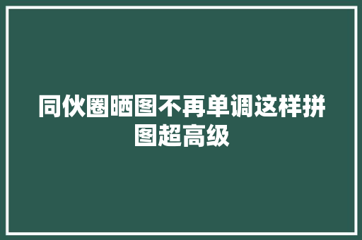 同伙圈晒图不再单调这样拼图超高级