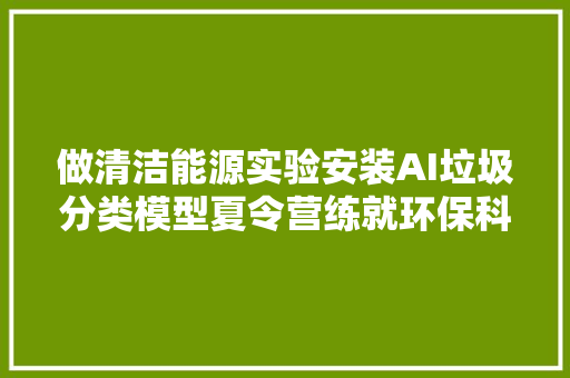 做清洁能源实验安装AI垃圾分类模型夏令营练就环保科技小达人