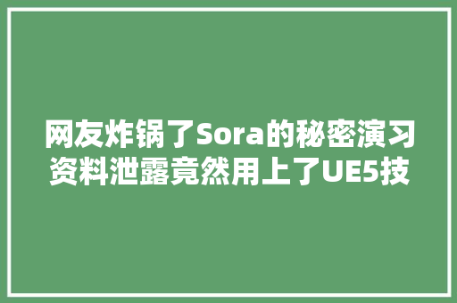 网友炸锅了Sora的秘密演习资料泄露竟然用上了UE5技能