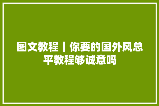 图文教程｜你要的国外风总平教程够诚意吗